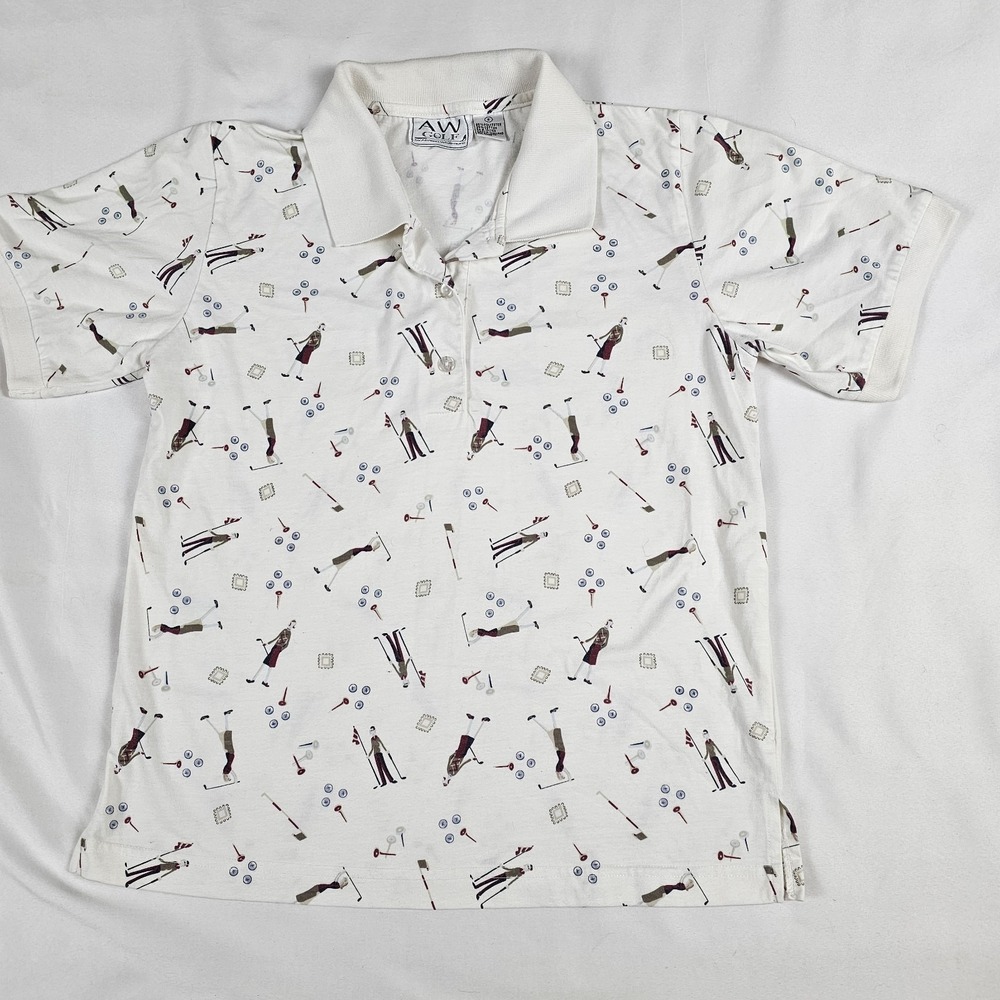 AW Golf by Allyson Whitmore Golf Polo Shirt Womens S Retro Vintage